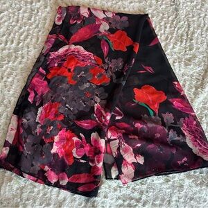 Kirna Zabete Black and Red Floral Scarf